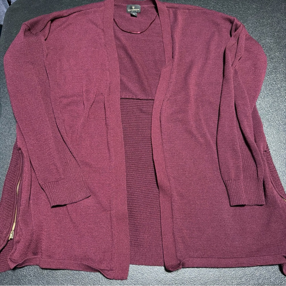Worthington Burgundy Open Cardigan